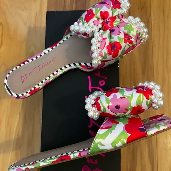 Betsey Johnson Floral Pearl Embellished Sandals - Picture 2 of 13